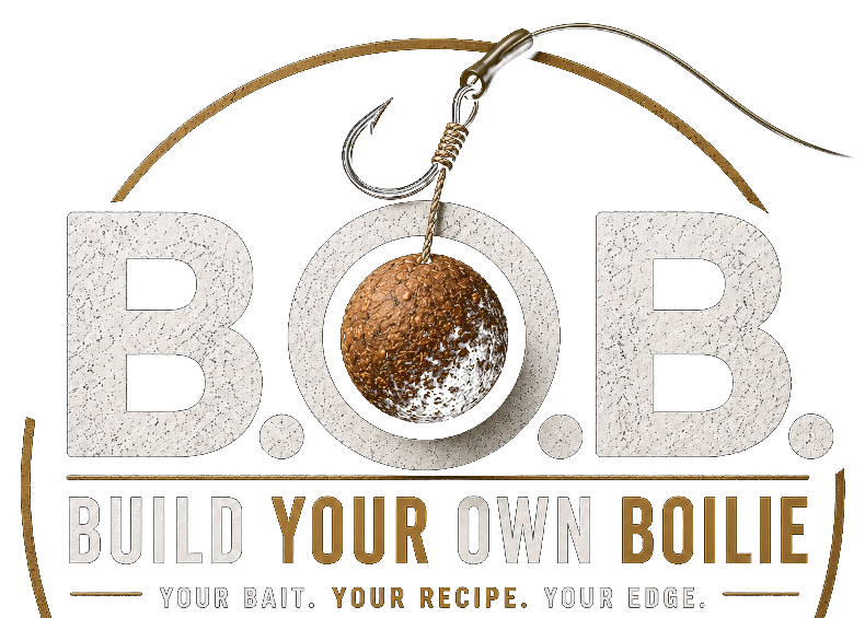 B.O.B. — Build Your Own Boilie brand mark with a boilie on a hook